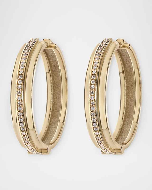 16K Yellow Gold Staircase 3 Tier Hinged Diamond Huggie Earrings